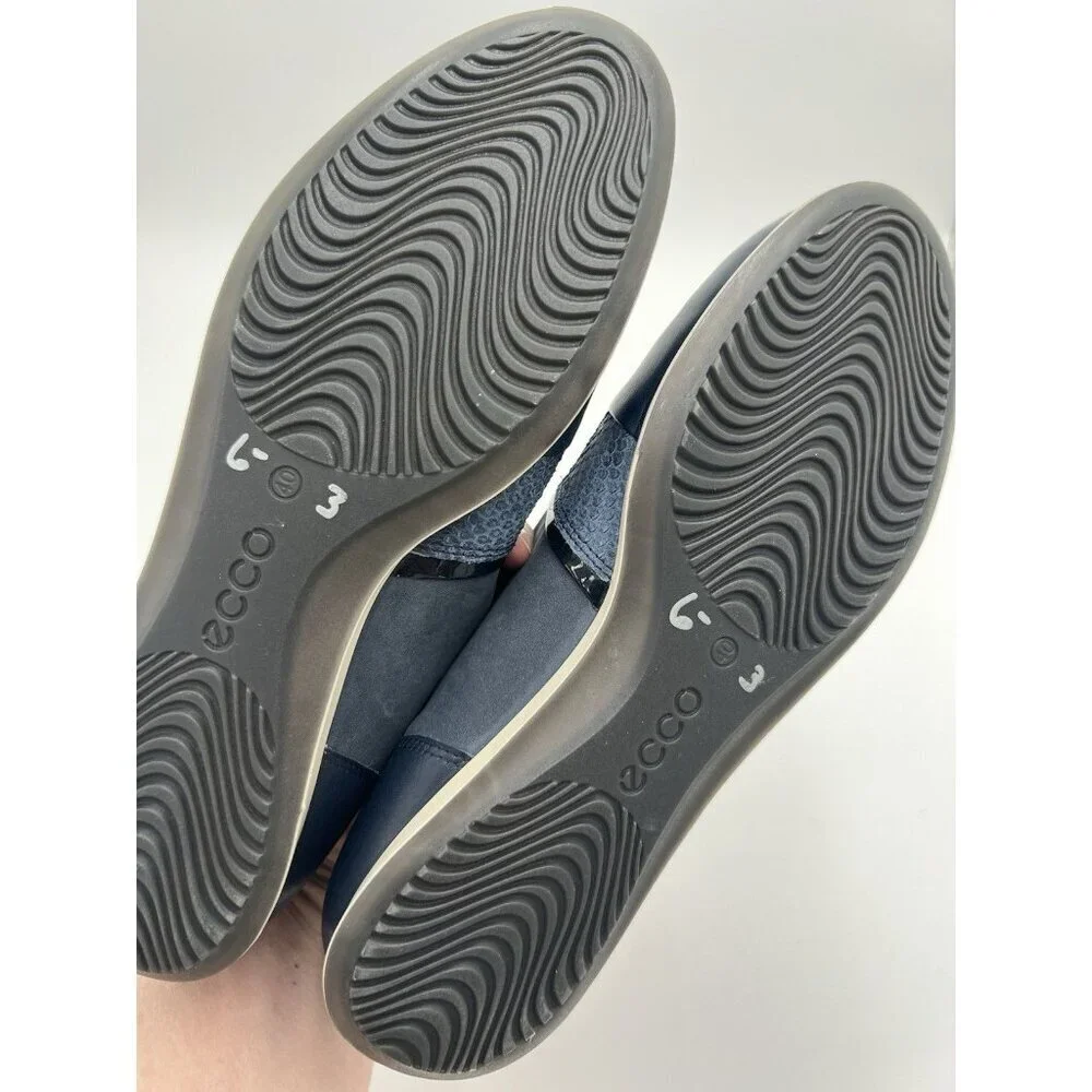 Ecco Touch Navy Leather Sneakers Women 40 US 9-9.5 Lace Up Comfort Walking Shoes